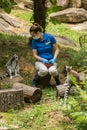 Handler and Two Ring-tailed Lemur